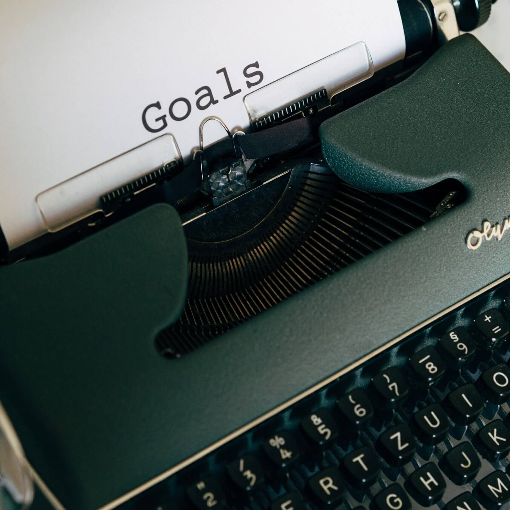Typewriter with the word goals